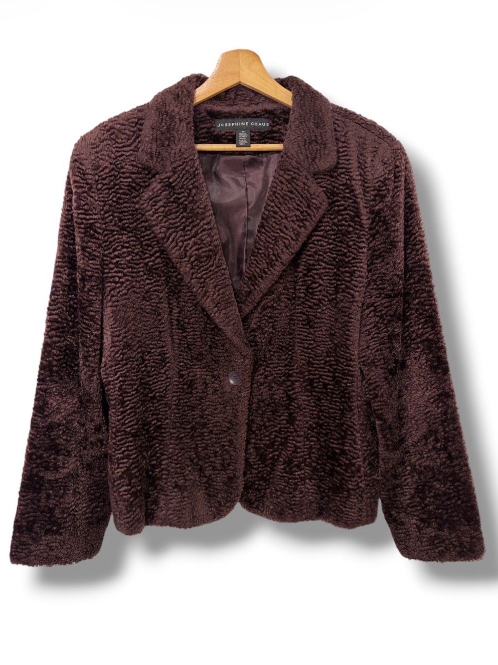 Josephine Chaus Womens Boucle Blazer Plum Purple Soft Size 14 Evening Formal